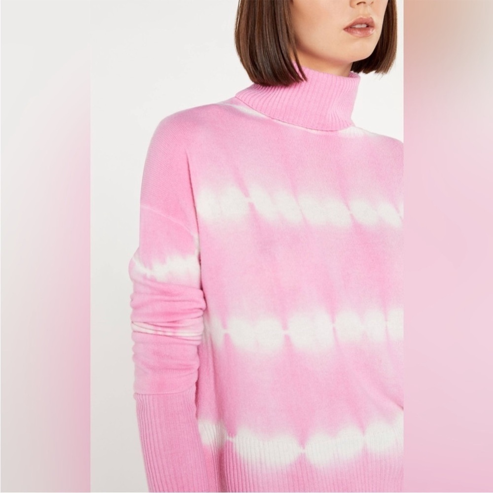 Cinq A Sept Wool Cashmere Turtleneck Sweater Pink White Jumper Sz XS